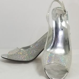 Pierre Dumas Silver Glitter 3 inch Heels